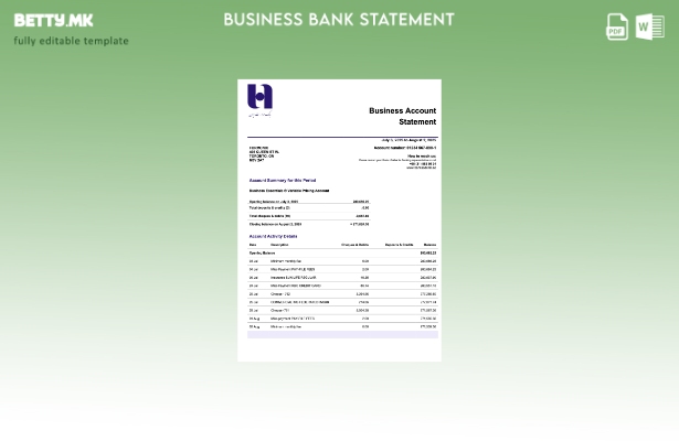 Модерен стил Персиска банка Садерат Персиски извод на сметка на фирмата Word и P